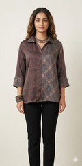 Pure Modal silk shirt with hand block print
