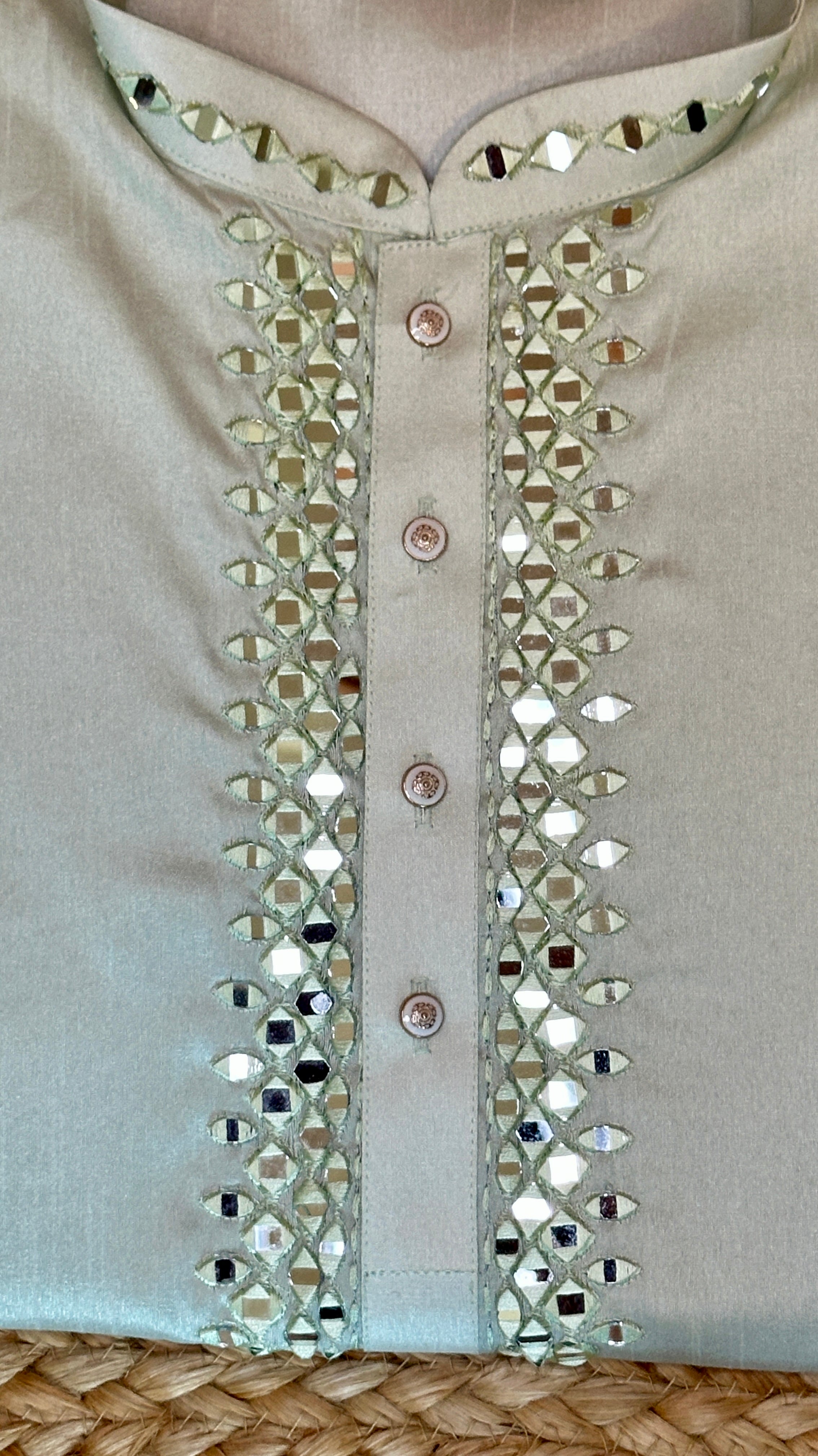 Light green kurta with Mirror work
