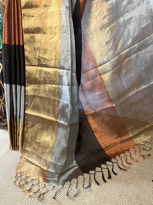 Tissue chanderi silk saree with stitched blouse