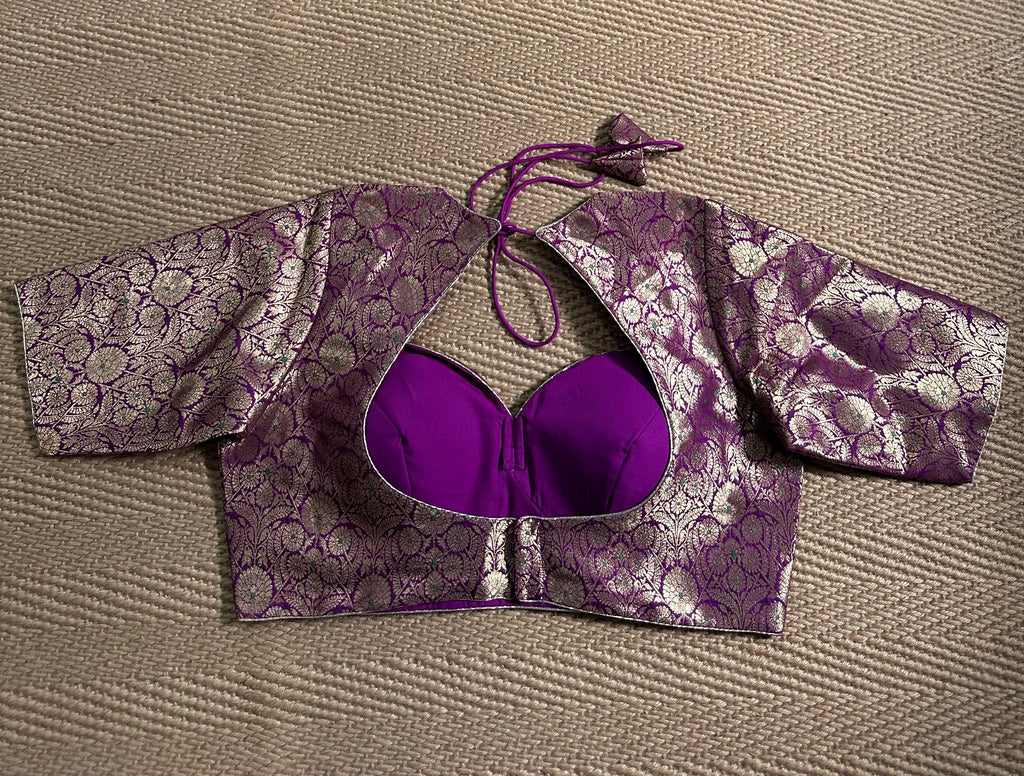 Purple Banarsi brocade blouse