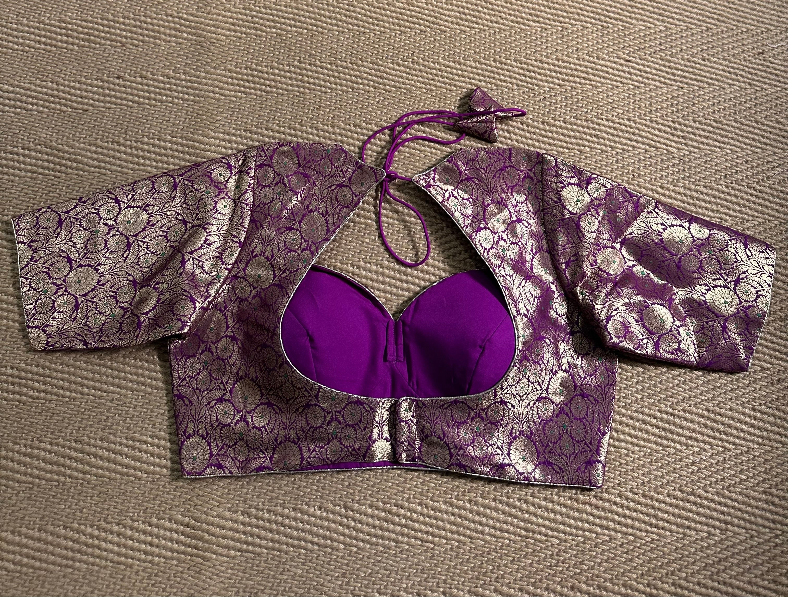 Purple Banarsi brocade blouse