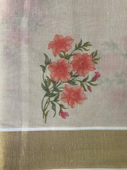 Cotton tissue floral digital printed set saree