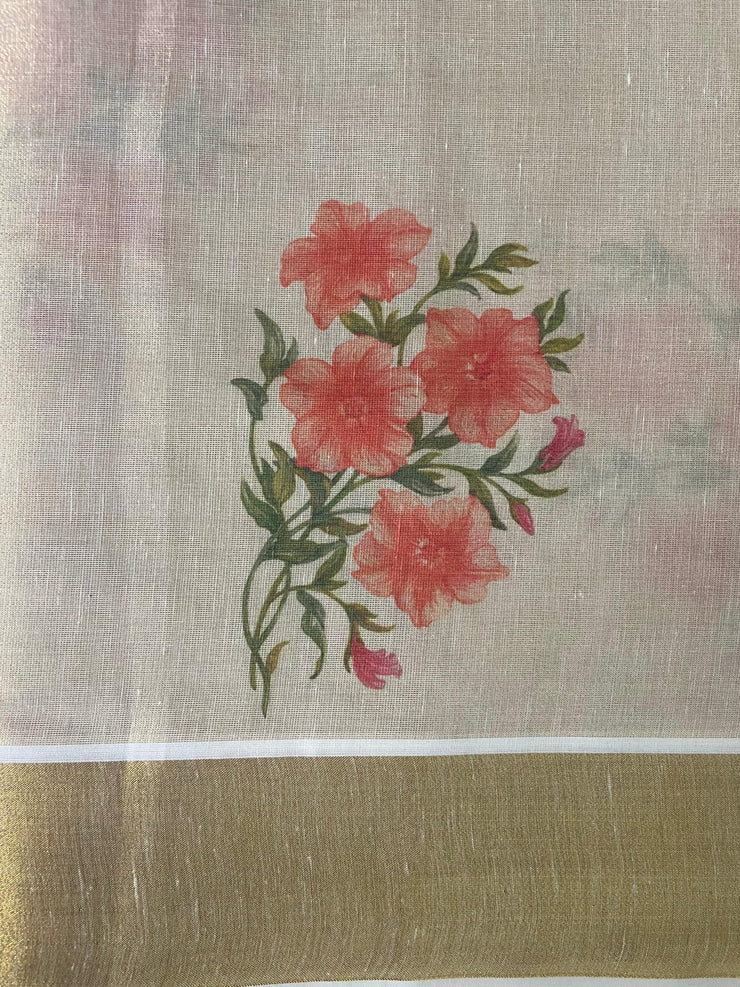 Cotton tissue floral digital printed set saree