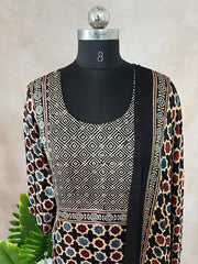 Modal silk kurti with Ajrakh hand block print
