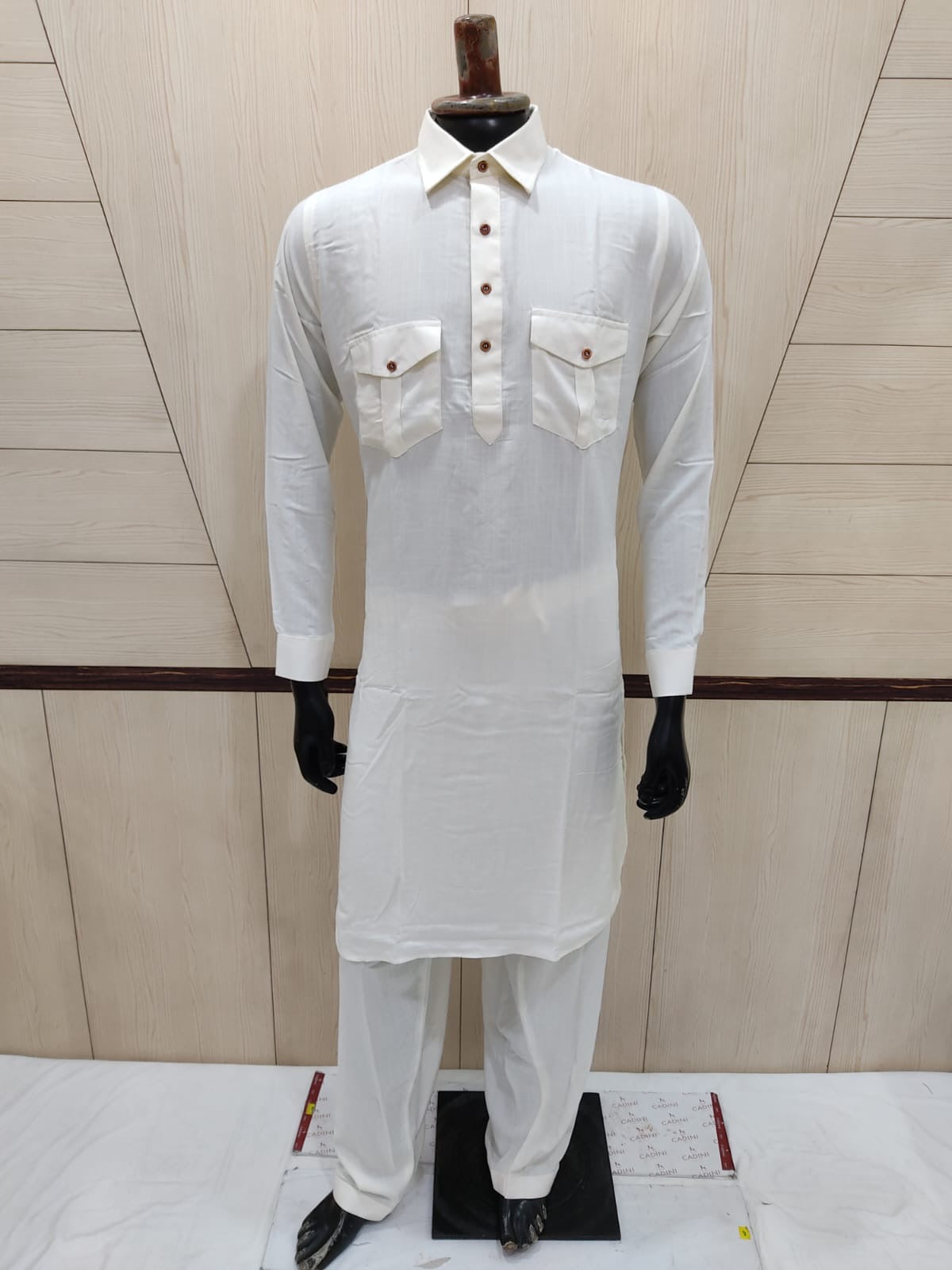 Off white soft cotton pathani suits (with bottom)