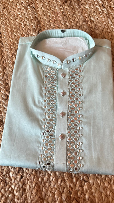 Light blue kurta with Mirror work