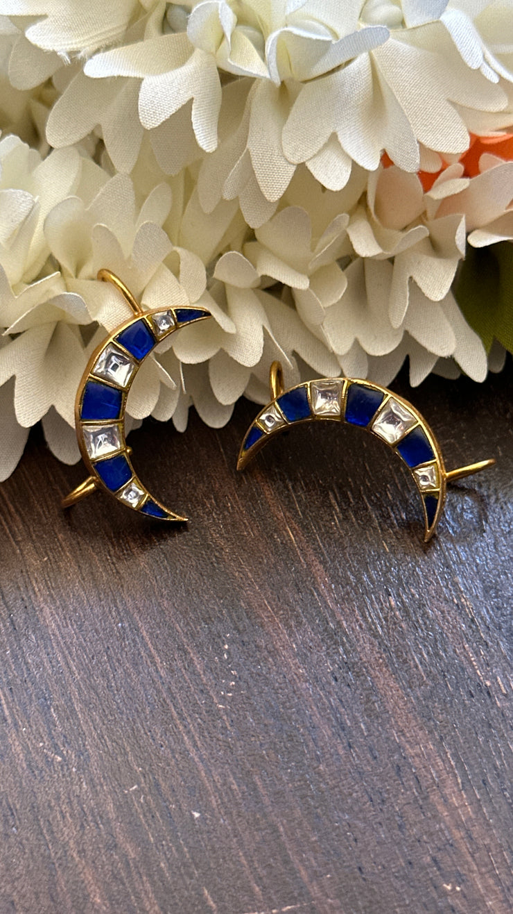 Blue and White kundan stone ear cuff