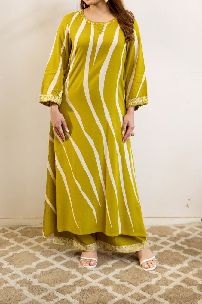 Light green long kurti and bottom