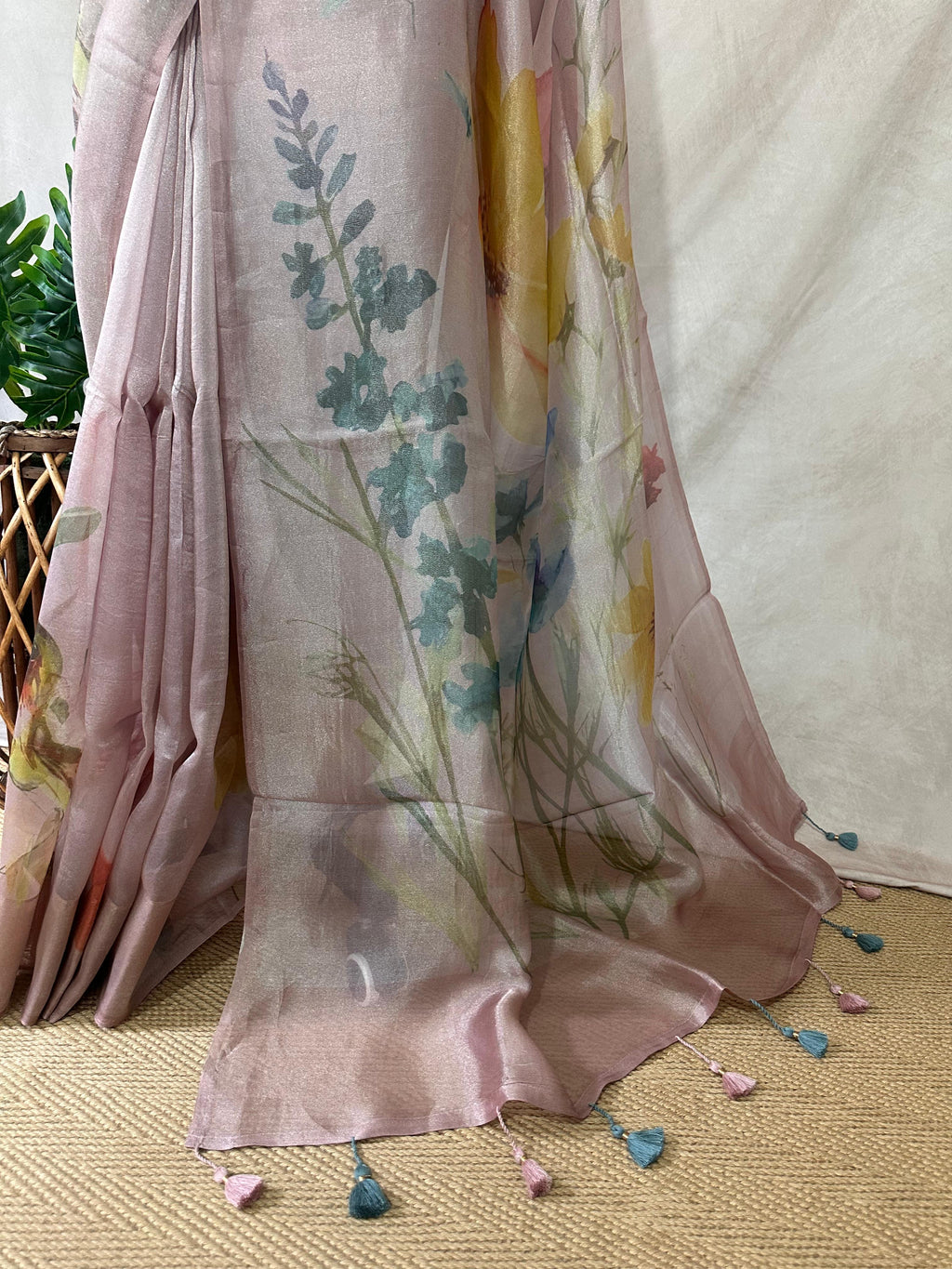 Organza silk tissue saree with digital print, with bP