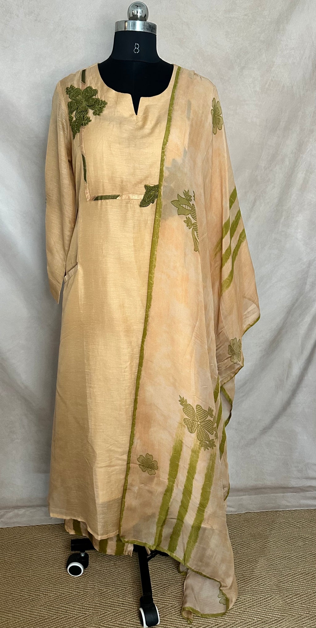 Chanderi silk kurti with bottom and dupatta