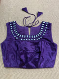 Purple modal silk blouse with mirror work