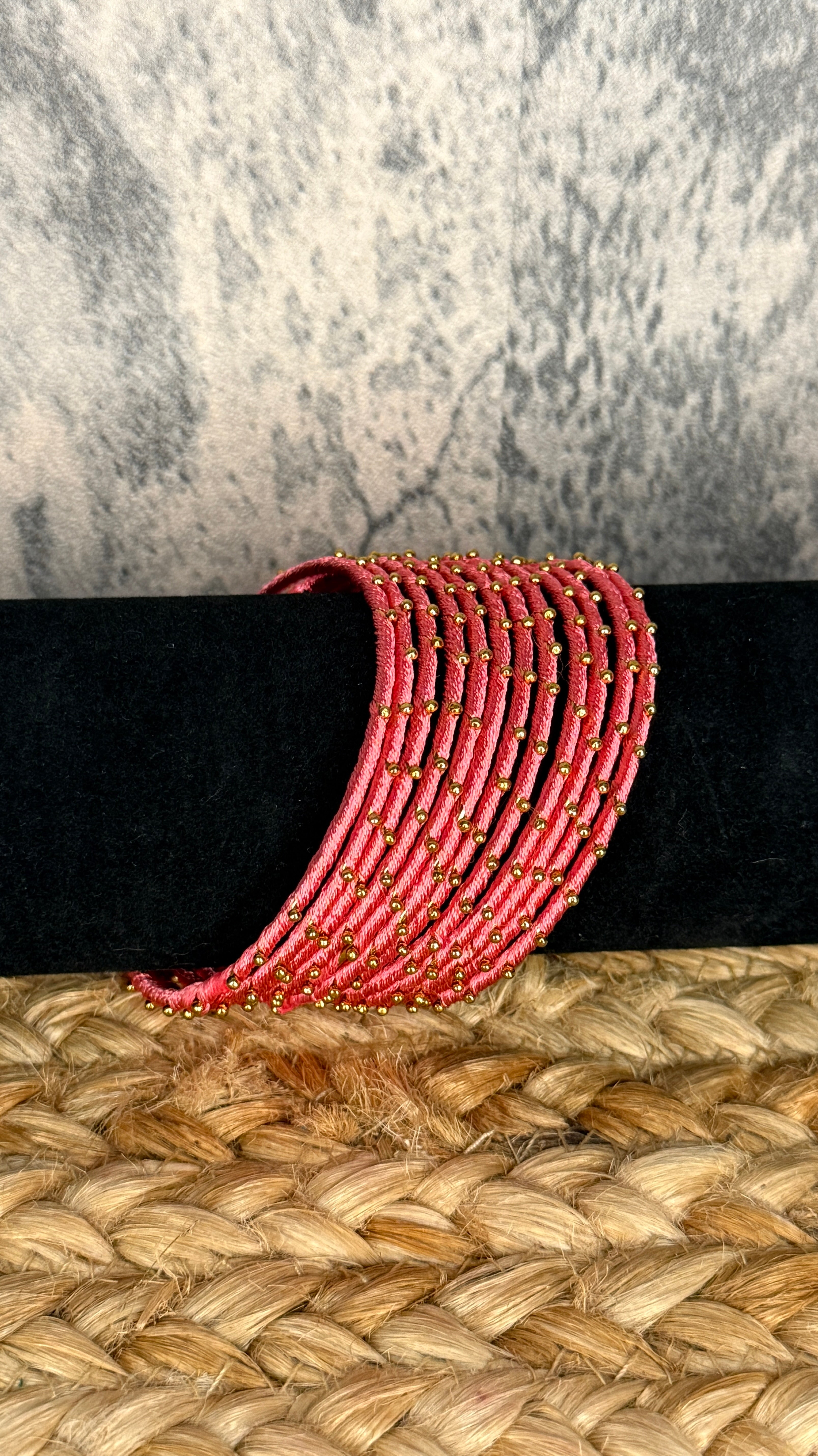 Pink thread bangle set (12 number)- 2.8