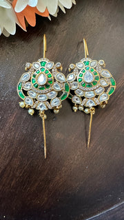 Green and White kundan stone ear pin/cuff