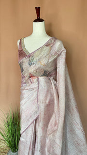 Light Pink Sequins designer saree, with BP