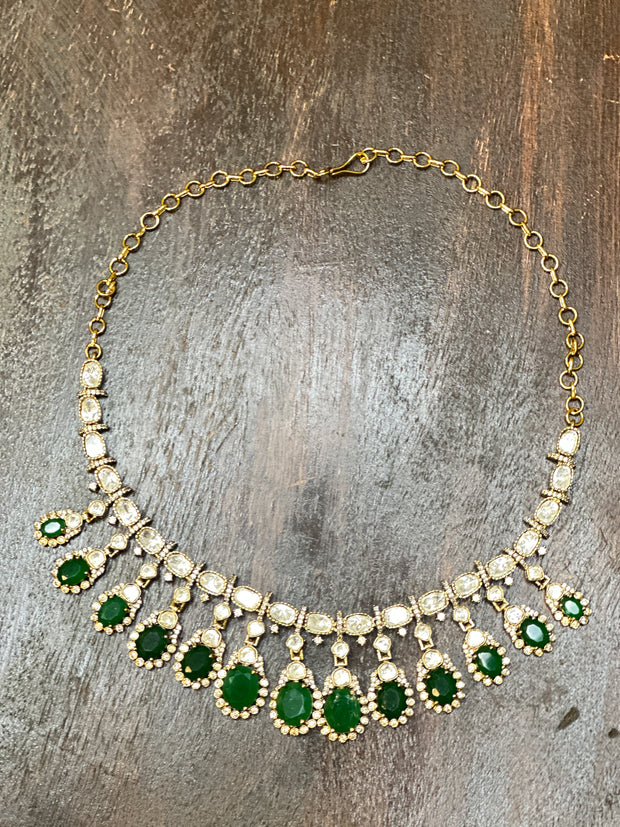 Necklace with moissanite stone, with earring