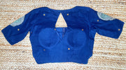 Blue cotton patchwork blouse
