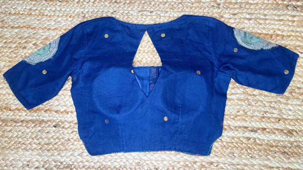 Blue cotton patchwork blouse