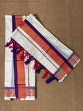 Purple pink and gold border set mundu