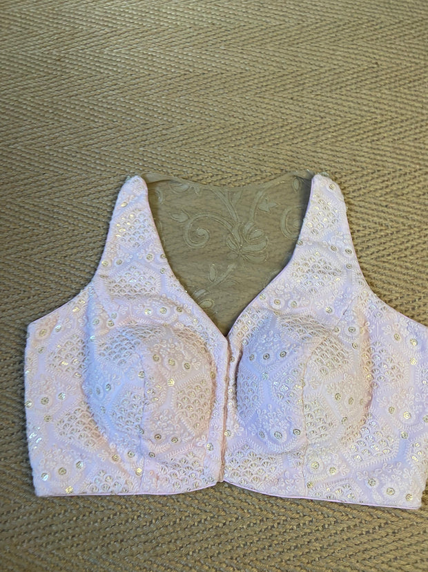 Light pink chikankari designer blouse