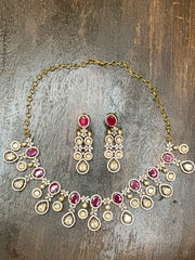 Necklace with moissanite stone , with earring