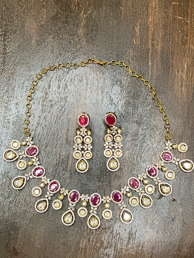 Necklace with moissanite stone , with earring