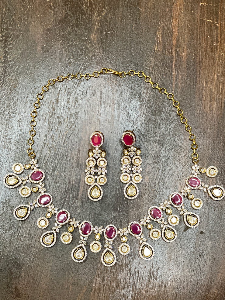 Necklace with moissanite stone , with earring