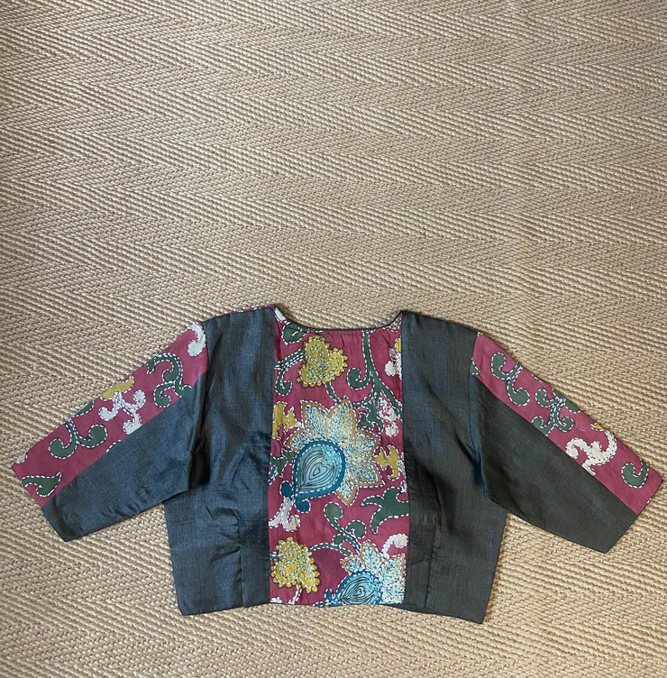 Tussar silk blouse with kantha work