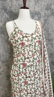 Off white kurti with bottom and dupatta