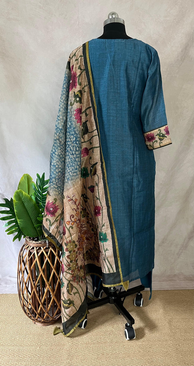 Blue silk kurti set