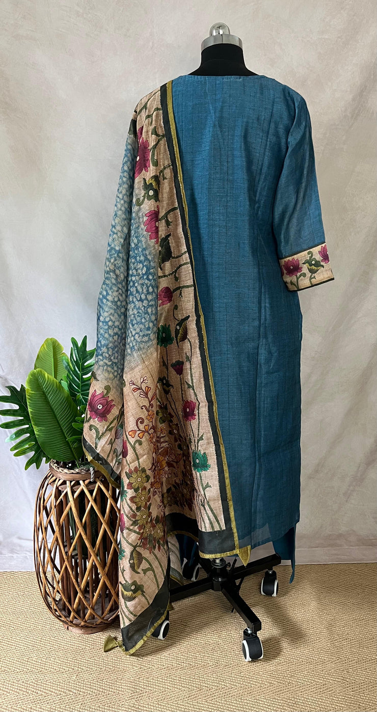 Blue silk kurti set