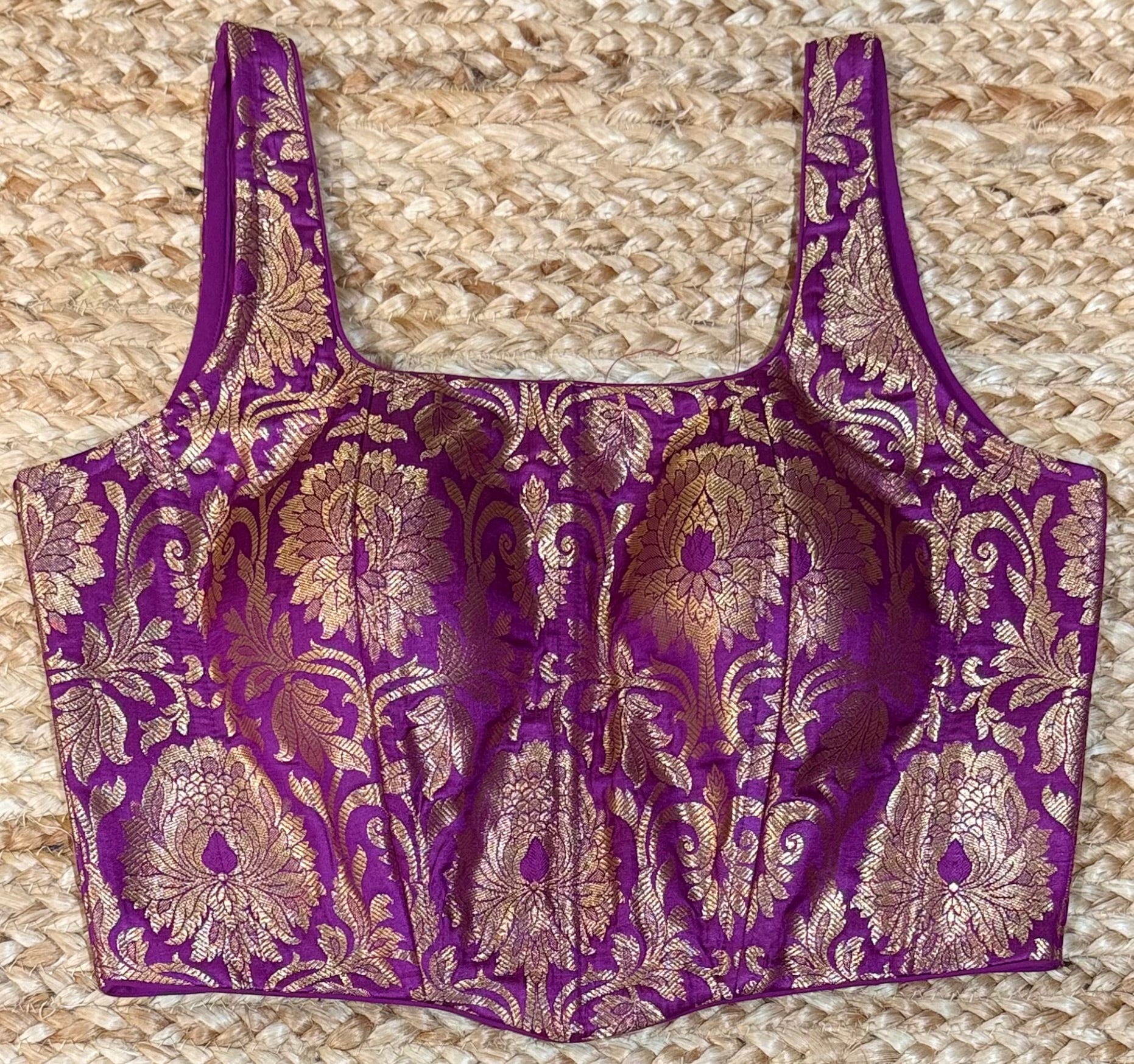 Purple banarsi brocade Corset with back tie (fits from 36 to 42)