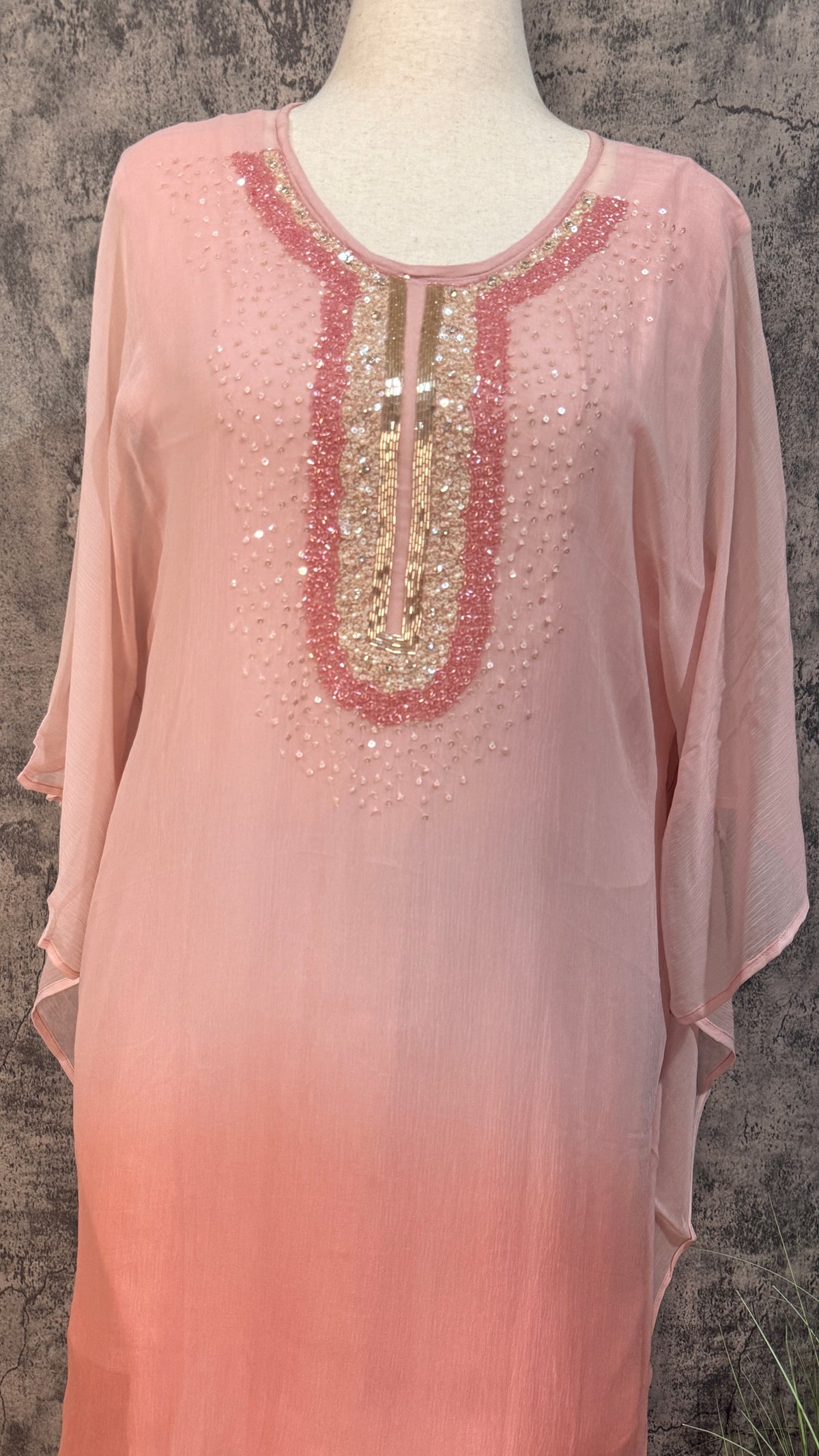 Chiffon designer short kaftan with bottom