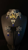 Dual tone choker with Blue stone