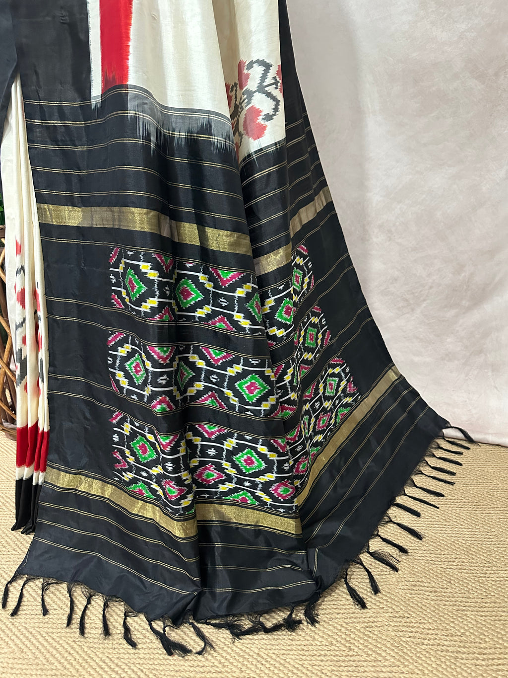 Ikkat pure silk designer saree with designer blouse