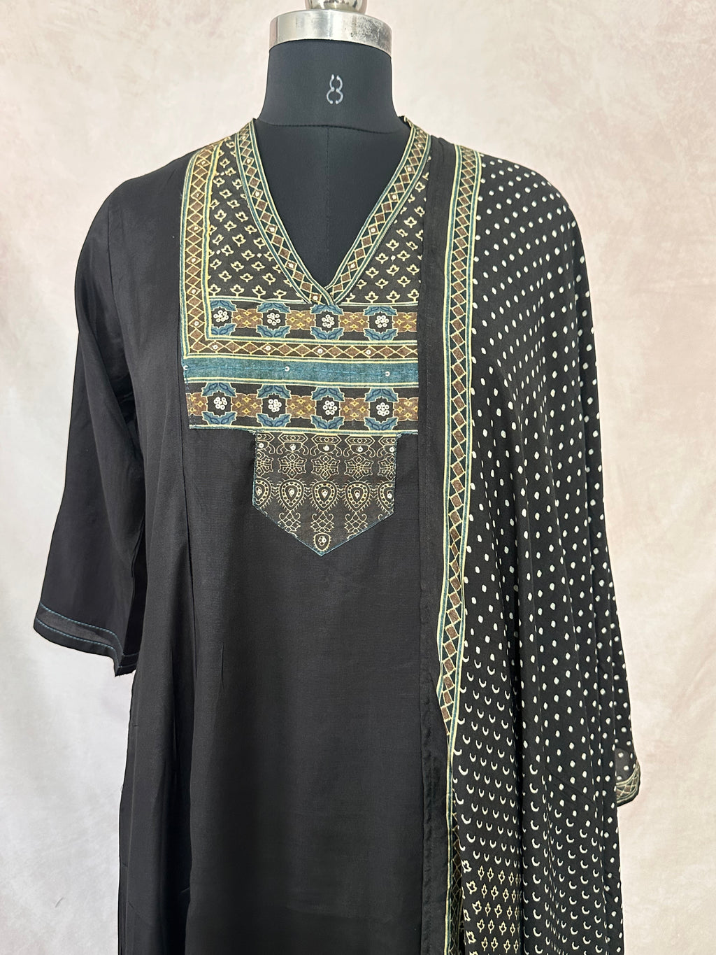 Muslin silk kurti with bottom and dupatta