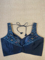 Black row silk blouse