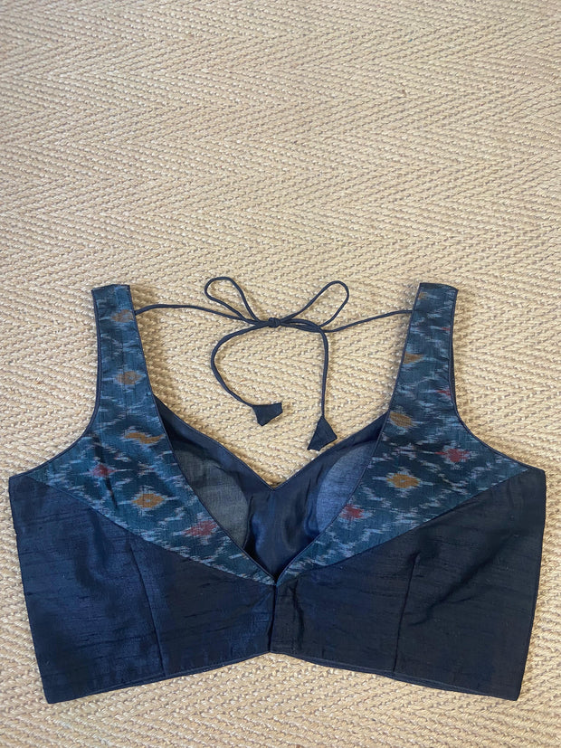 Black row silk blouse