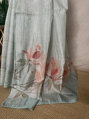 Light blue sequins designer saree, with BP
