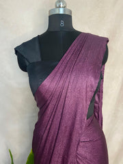 Light eggplant crushed tissue crepe ready to wear saree