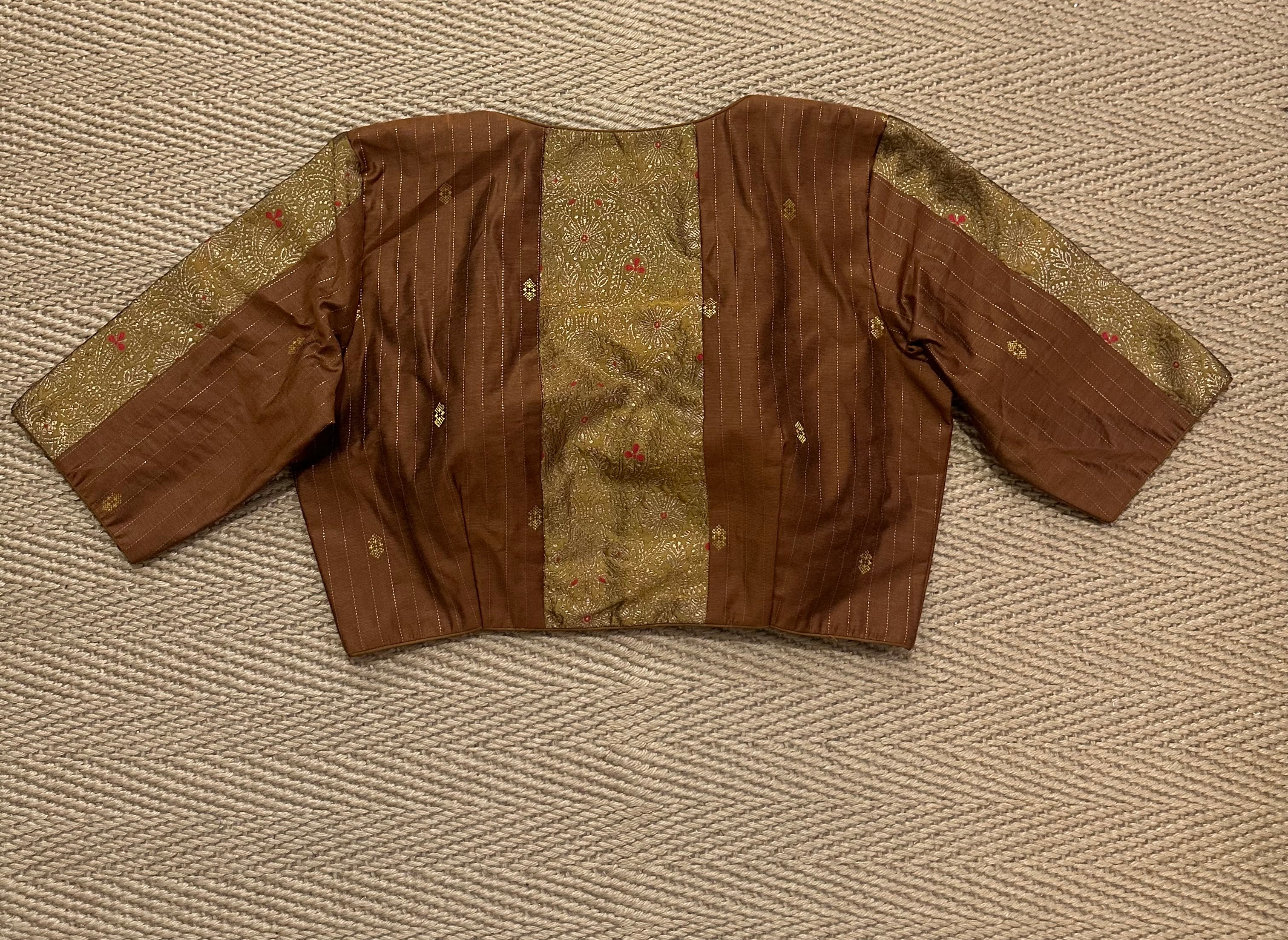Chocolate brown silk cotton blouse with  sleeves