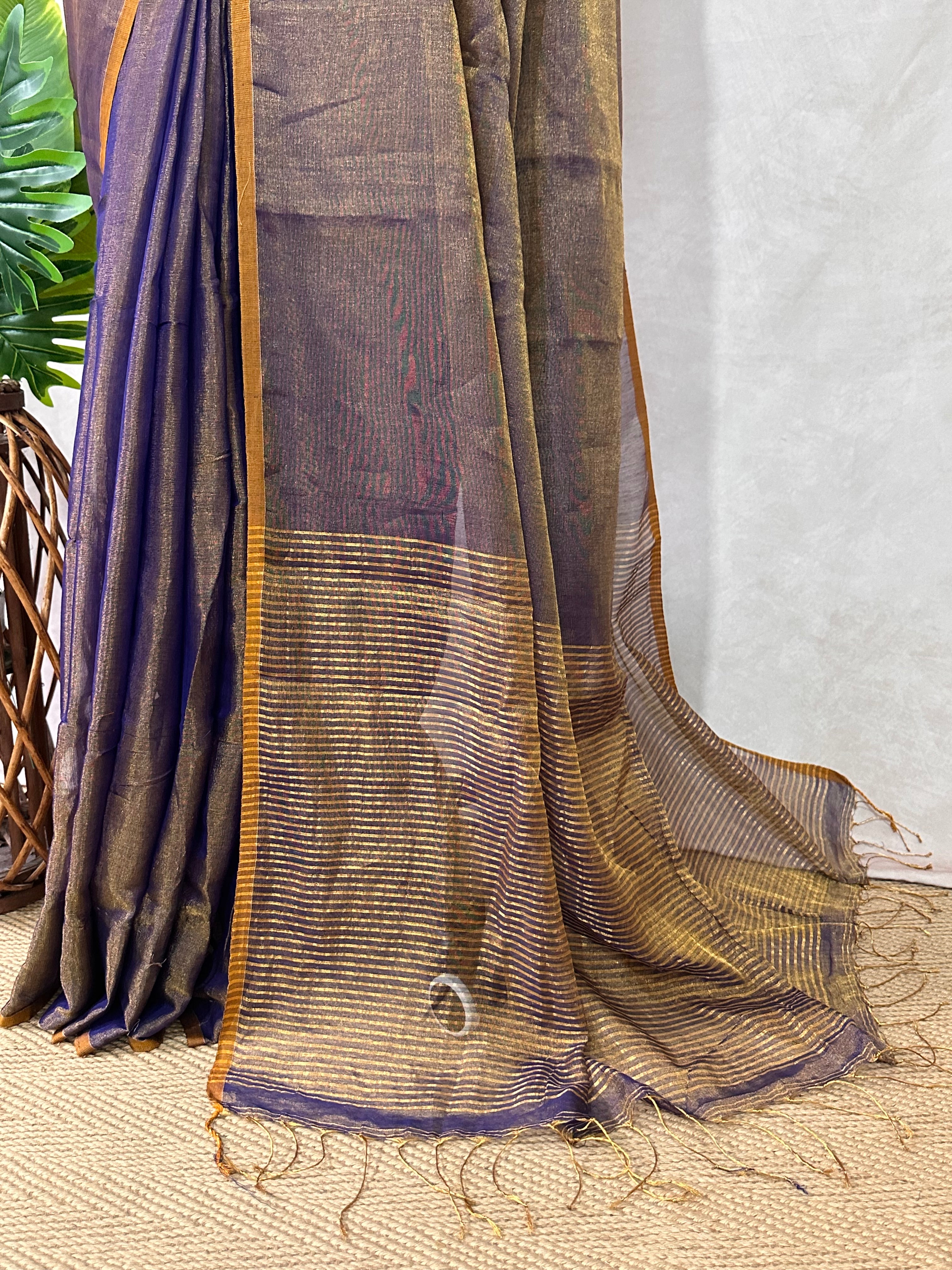 Pure Tissue linen tested Zari saree, no BP
