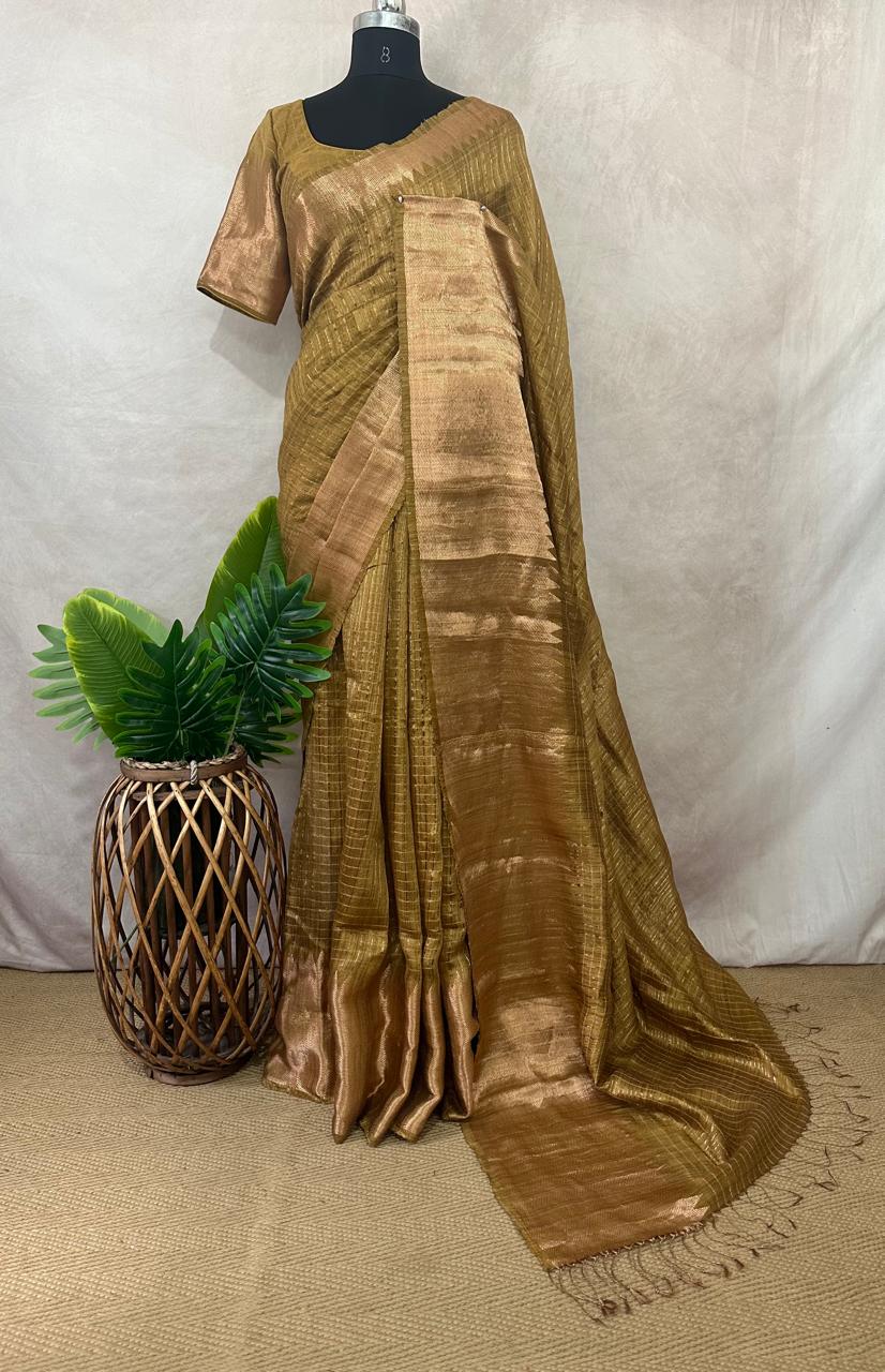 Pure handloom matka silk saaree with stitched blouse