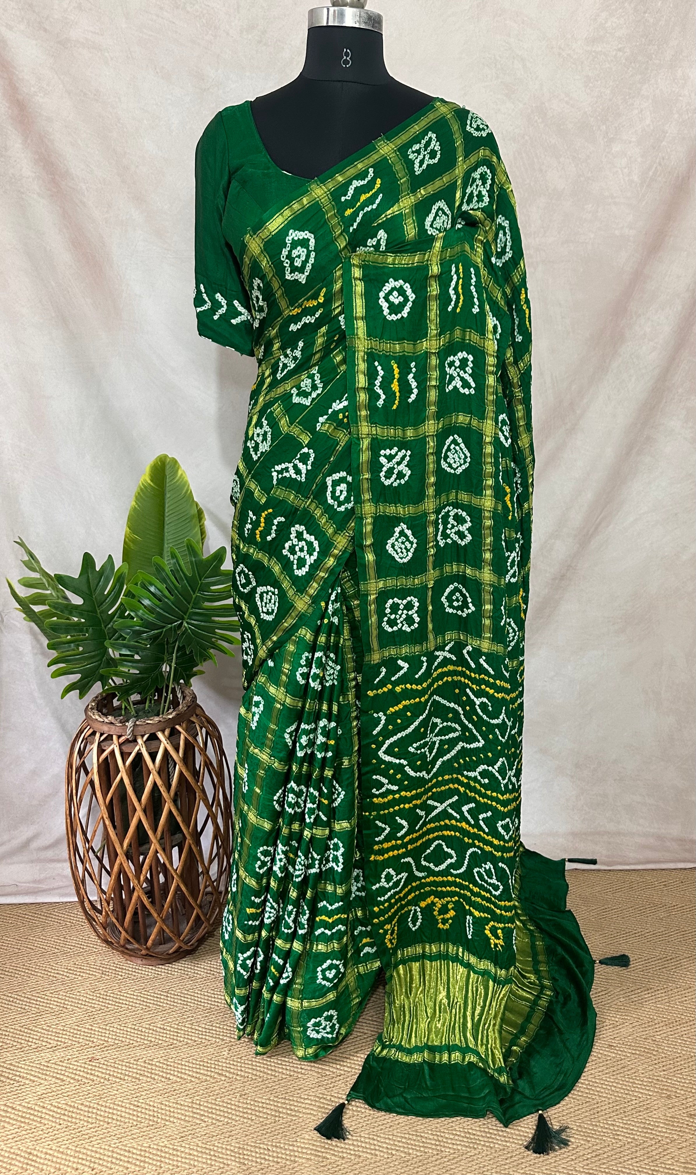 Pure gharchola Gajji silk saree with stitched blouse
