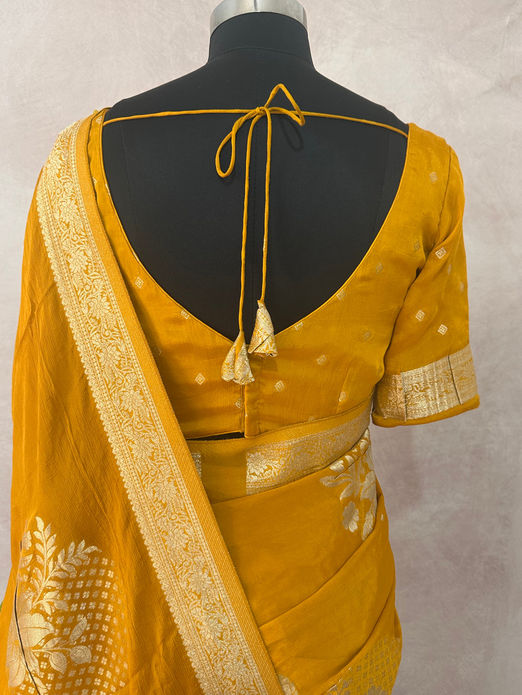Crepe georgette saree with stitched blouse
