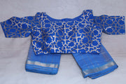 Mangalgiri cotton silk saree with brocade designer blouse