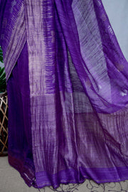 Pure Purple Matka silk handloom saree with designer border, with stitched blouse