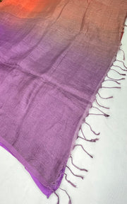 Orange and Purple combo linen saree with stitched blouse