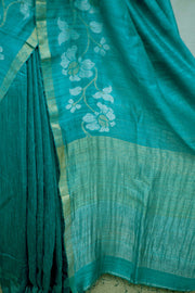 Pure Green Matka silk handloom saree, with BP