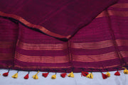 Handloom linen saree with sequins weave , with BP