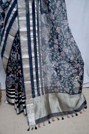 Kalamkari printed organza silk saree with stitched blouse
